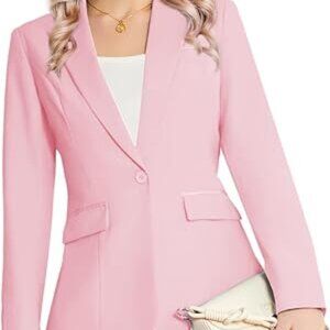 2 PC Modern Slim Fit Blazer and Pant Set - Pink - Size M